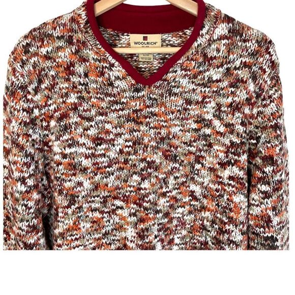 Woolrich Wool Blend Red Orange Knit Fleece Neck Sweater - Picture 2 of 8